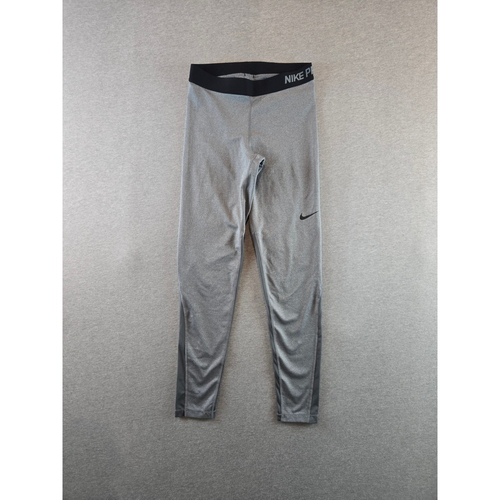 Nike Pro Leggings‎ Womens Medium Grey Dri-FIT Mesh Panel Tights 725477-021 Gym